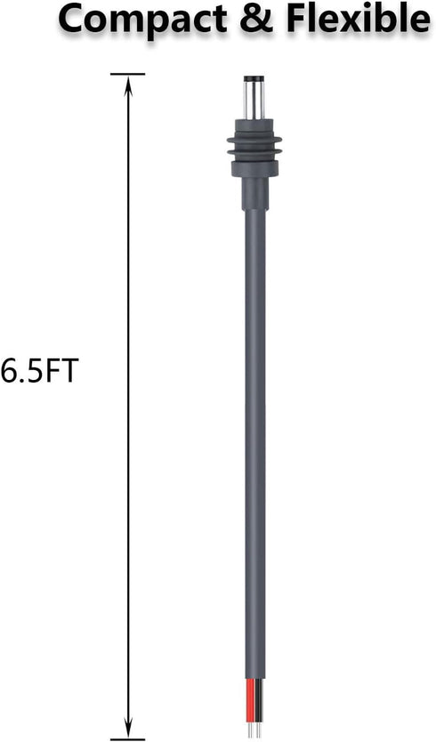 Msvueioe 6.5FT 14AWG 5.5mm 2.1mm Power Pigtails Cable Compatible with Starlink Mini, DC x Male Plug to Bare Wire Open