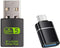 USB WiFi Adapter, 600Mbps USB WiFi Bluetooth Adapter with USB to USB C Adapter, Dual Band 5G/2.4G Wireless Network
