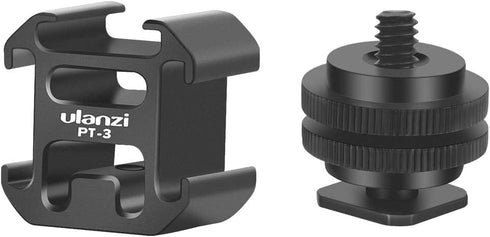 Ulanzi PT-3 Aluminium Camera Hot Shoe Mount Adapter, Triple Cold Shoe Bracket for Video Accessories