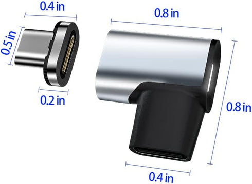 USB C Magnetic Adapter 24Pins Type C Connector, Straight + Right Angle, 4K@60HZ PD 100W Fast Charging, 10Gb/s Data