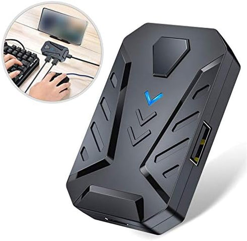 Mobile Gaming Keyboard Mouse Adapter Converter for PUBG, for Android and for iOS Mobile Phones, Support Bluetooth, with Adjustable Stand(Black)