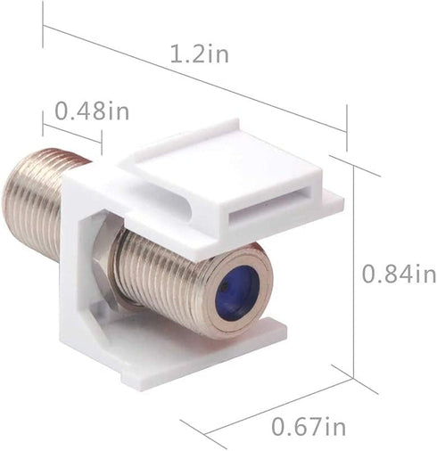 VCE Coax Keystone Jack Insert, 20-Pack 3GHz Coaxial Cable Connector, F-Type RG6 Female to Female for Wall Plate