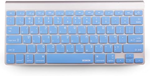 XSKN Hebrew Language Blue Color Silicone Keyboard Skin Cover for 2015 and Earlier MacBook