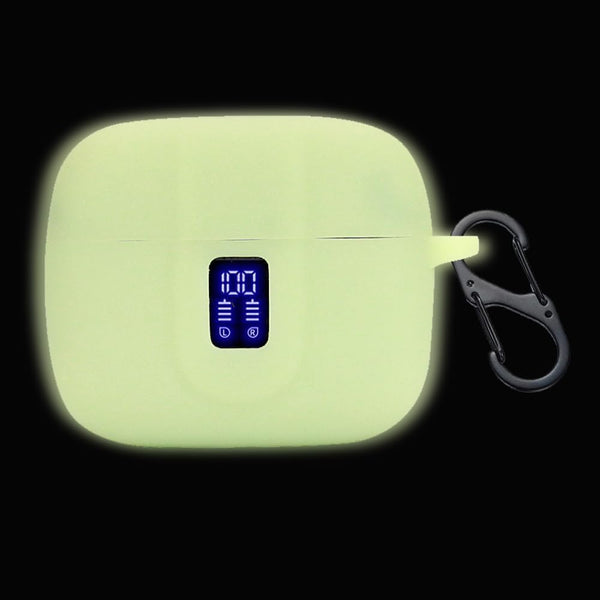 TAGRY X08 Wireless Headphone Case - Fluorescent Night Yellow Silicon Cover with LED Window & Dual Carabiner.