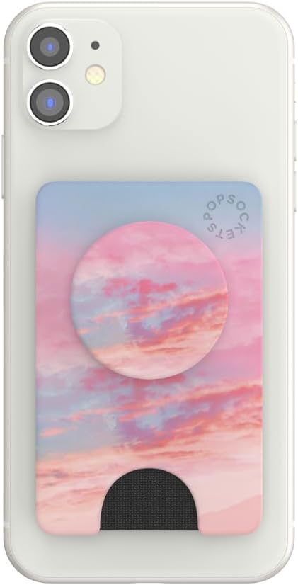 PopSockets Phone Wallet - Pink Clouds, Expanding Phone Grip, Phone Card Holder
