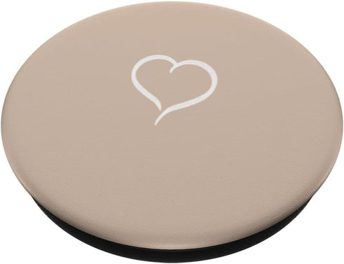 Sand / Tan / Beige Hand Drawn Heart Minimalist Love PopSockets Adhesive PopGrip
