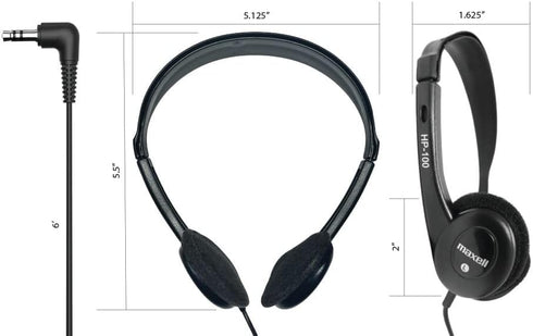 Maxell Stereo Headphones, 3.5mm Cord, 6-Foot Length, Black, Soft Padded Ear Cushions, Adjustable Headband