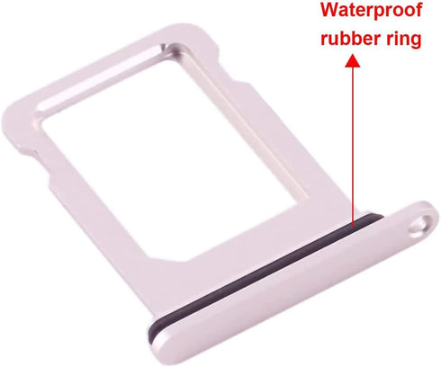 SIM Card Tray Holder Slot Replacement for iPhone 13 (Pink), Waterproof Rubber Ring and Eject Pin, Single Sim Version
