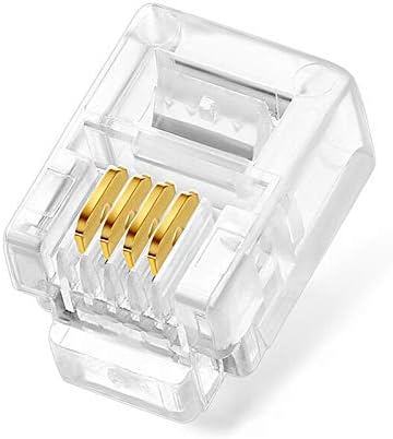 Uvital 100 Pack RJ11 6P4C Plug, Telephone Handset Flat Cord Cable Modular Plug Connector Phone Jack Adapter Crimp End Crimper Clear Plastic Transparent Color by Uvital