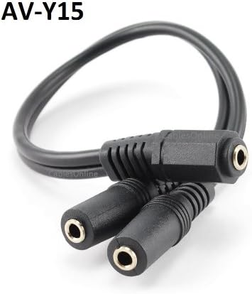 CablesOnline 9 inch Stereo 3.5mm 1-Female to 2-Females Splitter Cable & Gender Changer (AV-Y15)