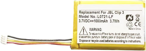 1000mAh L0721-LF Battery Replacement Compatible with JBL Clip 3 Portable Bluetooth Wireless Speaker