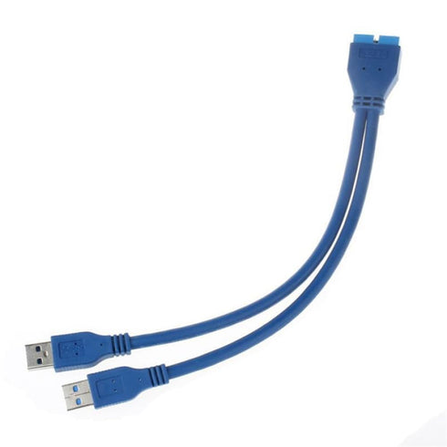 JSER Dual Port USB 3.0 A Male to 20 Pin Male Motherboard Extension Cable Adapter, 5Gbps