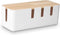 Cable Management Box by Baskiss, 12x5x4.5 inches, Wood Lid, Cord Organizer for Desk, TV, Computer USB Hub System to