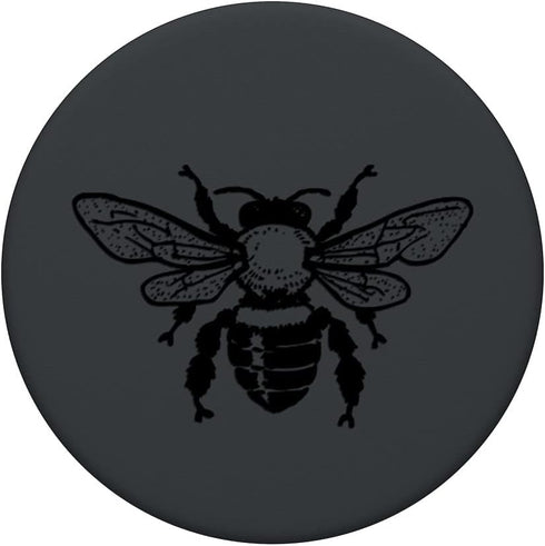 PopSockets Standard PopGrip: Black Color Effect of Honeybee on Dark Grey Grip
