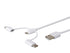 Monoprice 3-in-1 Multiport Charging Cable - USB to USB Micro-B + USB-C + Lightning, 3 Feet, White - Essential Series