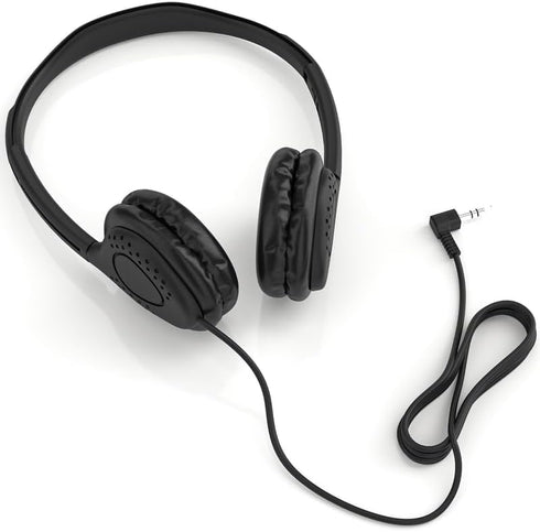 Maeline Kids Headphones 20 Pack for School, Adjustable On Ear Stereo Headset with Faux Leather Cushions, Black