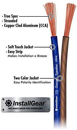 InstallGear 12 Gauge Speaker Wire AWG (100ft - Blue/Black) - Speaker Cable for Car Speakers Stereos, Home Theater Speakers, Surround Sound, Radio, Automotive Wire, Outdoor - 12 Gauge Wire for Speaker by InstallGear