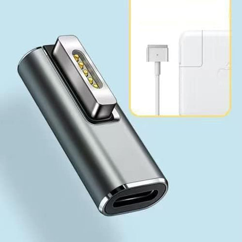 Magnetic USB C Female to Mag-Safe 2 T Tip Male Adapter, 100W PD Power Charger for MacBook Pro Air