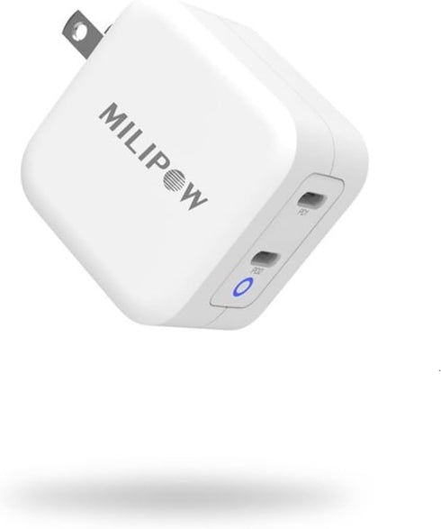 Milipow 40W Dual Ports PD3.0 USB-C Compact Charger Adapter for Smartphones, iPad Pro, Air, Google Pixel, AirPods