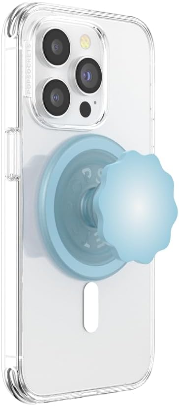 PopSockets Round Phone Grip Compatible with MagSafe, Adapter Ring for MagSafe Included - Blue Sigh, Wireless Charging