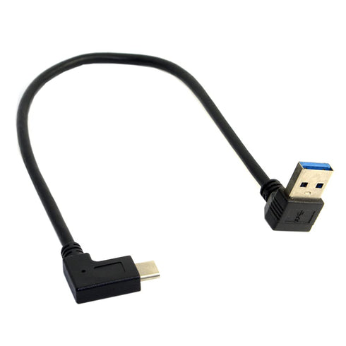 NFHK USB 3.1 Reversible USB-C Angled A Male Data Cable 90 Degree for MacBook, Tablet & Mobile Phone