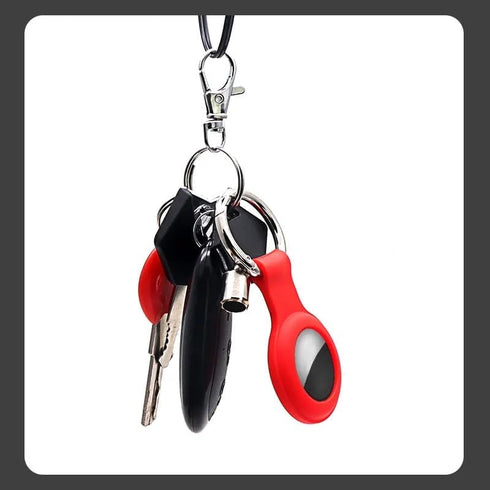 AirTag Keyring Silicone Case with Hook for Apple Air Tag GPS Tracker, Anti-Lost, Anti-Scratch, Shock Resistant (Pink)