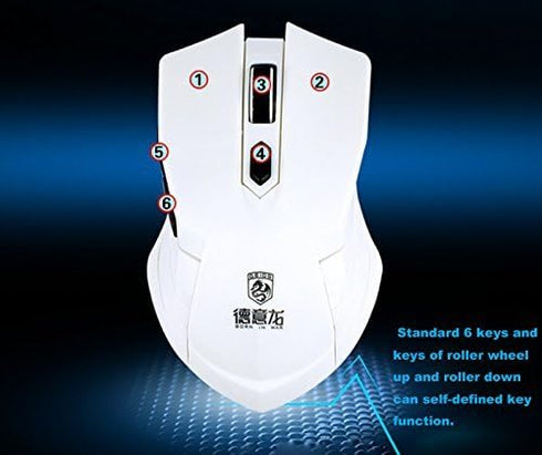 UniFire V60 Waterproof 2.4G Wireless Gaming Keyboard with Mouse DPI Control for Desktop PC Laptop Combos (White)