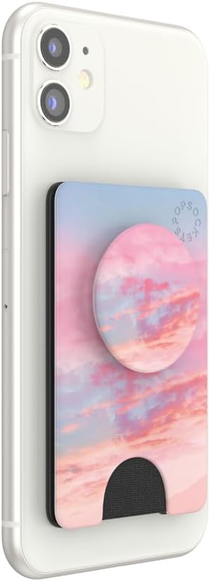 PopSockets Phone Wallet - Pink Clouds, Expanding Phone Grip, Phone Card Holder