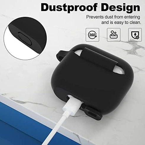 ATUAT Compatible with AirPods 3 Case, Protective Silicone Cover for 3rd Generation Case 2021, Wireless Charging - Black