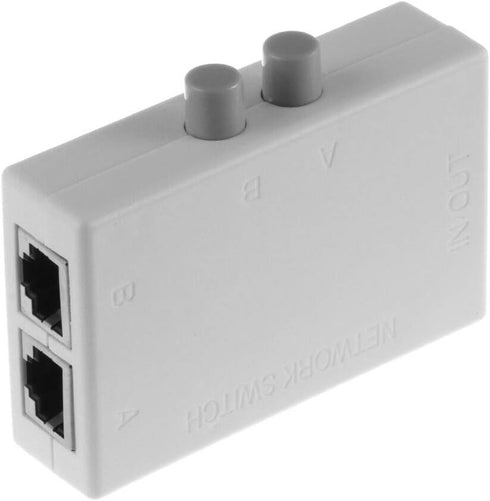 2 Ports 1x2 or 2x1 RJ45 Network Ethernet Port Switcher, Manual Sharing Switch Box Splitter Plug and Play