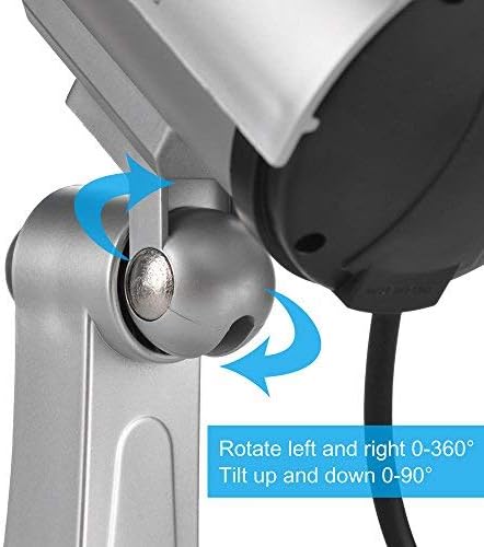 F FINDERS&CO Fake Security Camera, Dummy CCTV Surveillance System with Realistic Red Flashing Lights and Warning Sticker (2, Silver)
