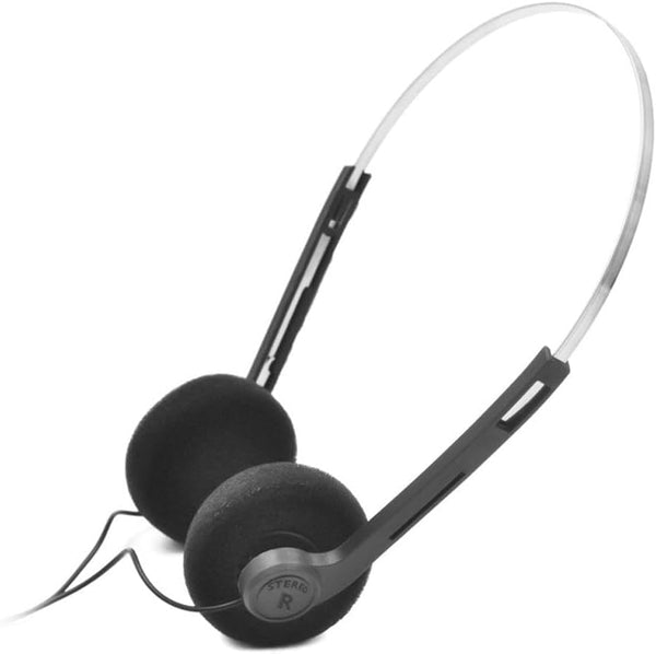 Black Retro Over-Ear Earphones, Mini Stereo Lightweight Headphones with Cord, Hi-Fi Stereo Earphone Headset, Vintage