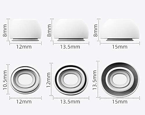 ALXCD 6 Pairs Ear Tips for AirPods Pro 2nd Gen, S/M/L Sizes Silicone Eartips Replacement, White