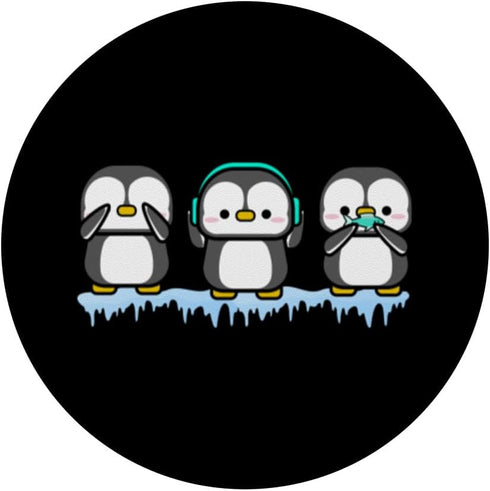 Funny Penguins See Hear Speak No Evil Bird Nerds Penguin PopSockets Standard PopGrip
