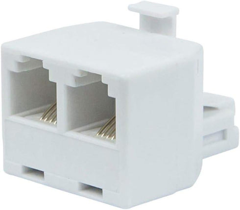 Monoprice RJ11 6P4C Modular T-Adapter - Male to 2x Female, Straight, White