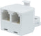Monoprice RJ11 6P4C Modular T-Adapter - Male to 2x Female, Straight, White