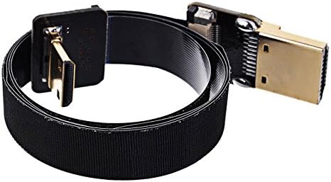 cablecc 90 Degree Down Angled FPV Mini HDMI Male to HDMI Male FPC Flat Cable, 50cm