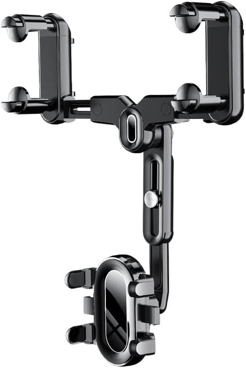 360°Rotatable and Retractable Car Phone Holder, Multifunctional Adjustable Mount, Universal Rearview Mirror Phone Holder for All Mobile Phones (Four clamp)