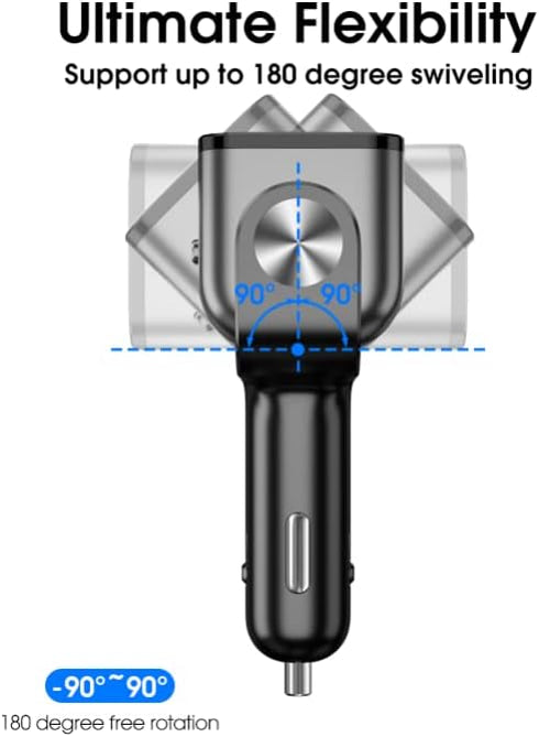 USB C Car Charger - BUVAYE 2-Socket Cigarette Lighter Splitter with 12V/24V Dual PD30W & QC3.0 Fast Charging, Separate