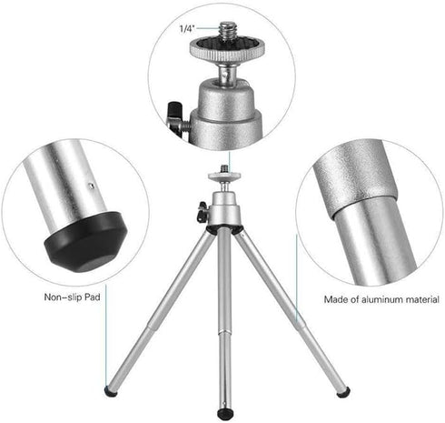 Reflex Camera 5.9-7.9in Lightweight Extendable Mini Tripod Aluminum Desktop Table Stand for Smartphone, GoPro, Webcam