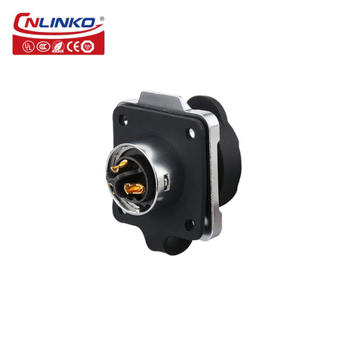 CNLINKO quick electrical AC DC power connector 10A 500V, pin socket plug connector waterproof M16 3PIN, professional audio panel Mount connectors for led light, (3 PIN)