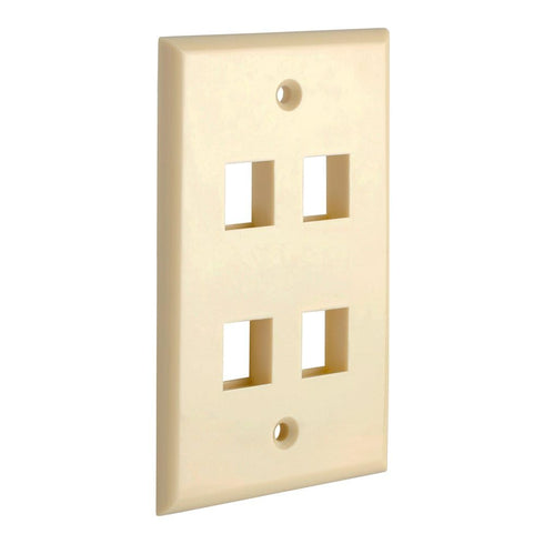 Cmple 4 Port Keystone Wall Plate - 1 Gang Standard Size Ethernet Wall Plate Keystone Jack Insert - Ivory