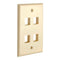 Cmple 4 Port Keystone Wall Plate - 1 Gang Standard Size Ethernet Wall Plate Keystone Jack Insert - Ivory