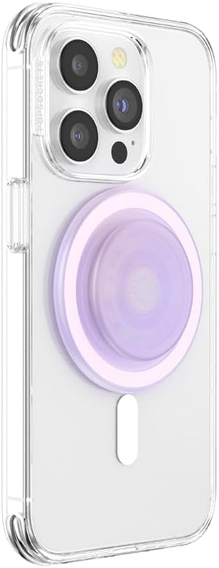 PopSockets Clear Opalescent Phone Grip Compatible with MagSafe, Adapter Ring Included, Phone Holder, Wireless Charging