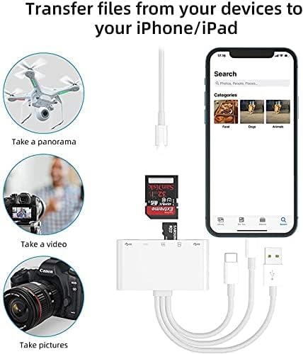 HUI 5 1 SD/SDHC/SDXC/MMC in Lightning Type-c OTG Camera SD TF USB C Memory Card Reader Adapter