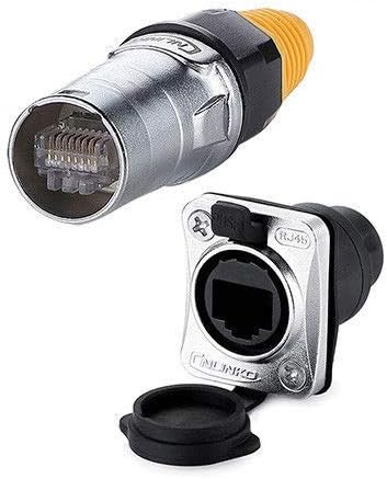CNLINKO RJ45 Ethernet Industrial Circular Connector, Male Plug & Female Panel Mount Receptacles, Outdoor Waterproof