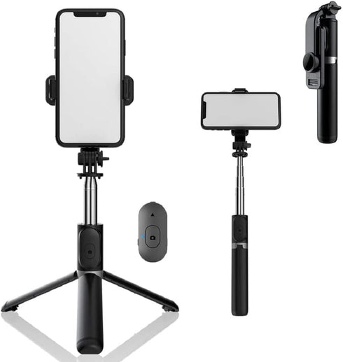 Phone Tripod Stand & Selfie Stick Tripod - All in One Cell Phone Tripod with Wireless Remote, Portable