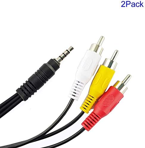 Seadream 2Pack 3.5mm Male Jack 4Port to 3-RCA Adapter Audio Stereo Extension Cable, 5Feet