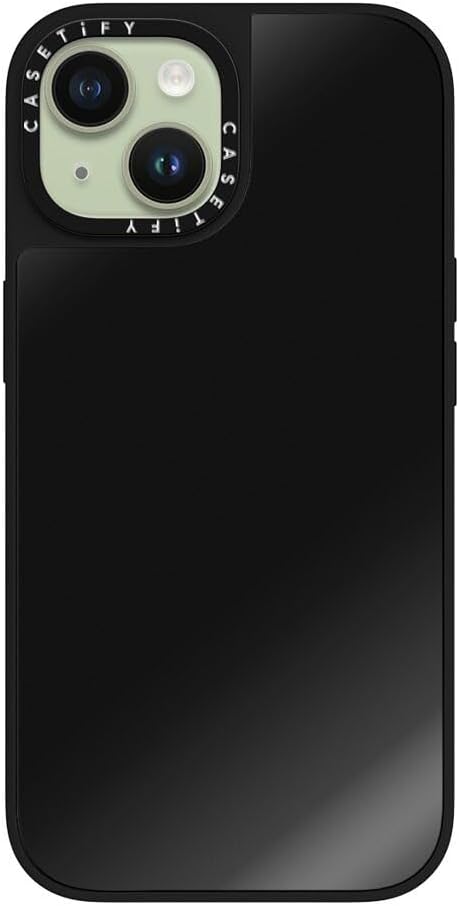 CASETiFY Mirror Case for iPhone 15 - Black On Black, Reflective, 4.9ft Drop Protection, Compatible with MagSafe