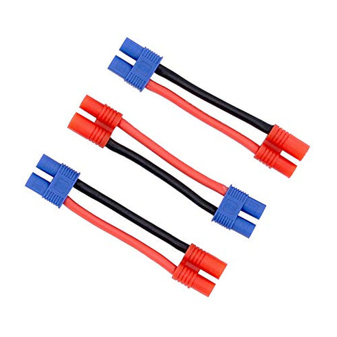 3pcs Male 3.5MM Bullets to Female EC3 Connector Adapter Cable with 5cm 14awg Wire for Super Tigre (BDHI-60)